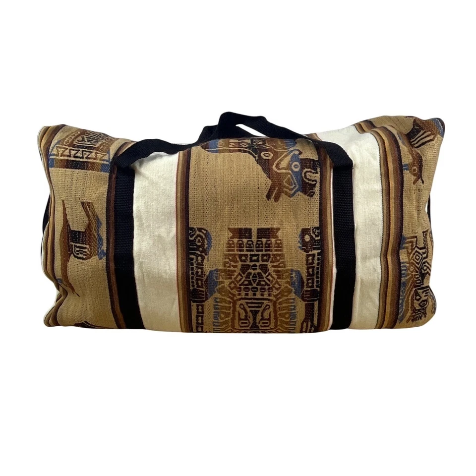 Bolso de Lona Hecho a Mano Nativo Peruano Correa para el Hombro y Bolsillos con Cremallera Múltiples Talla L Foto 3 de 4