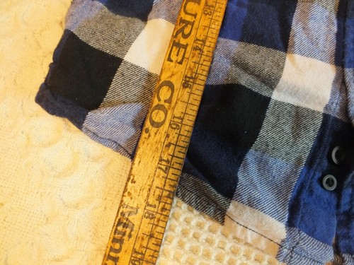 Upcycled Repurposed Flannel Shirt Boys M (8) Blue White Plaid Camping Tent Fire - Picture 6 of 6