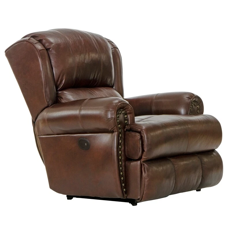 Reclinable plano James Power Deluxe Lay en cuero italiano marrón Foto 2 de 4