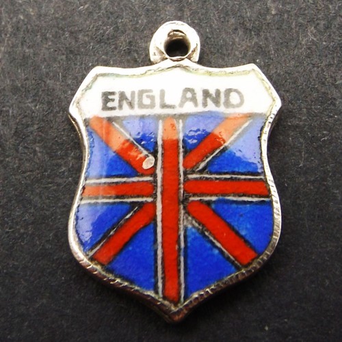 ENGLAND Vintage Silber und Emaille Reise Ort Souvenir Land Charm Union Flagge