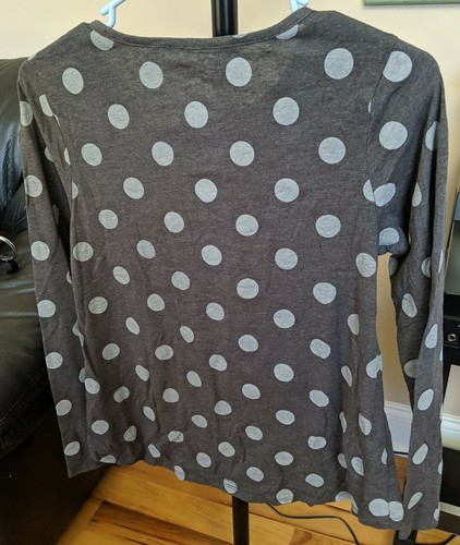 DISNEY Minnie Mouse Shirt 14 - 16 Gray w/ Sparkling Red & Polka Dots - Picture 3 of 8