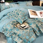 Bedding Set Luxury Egyptian Cotton Gold Royal 3D Embroidery DuvetCover Set 