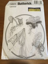 Butterick 3805 Misses Making History  historical hats patterns, one size