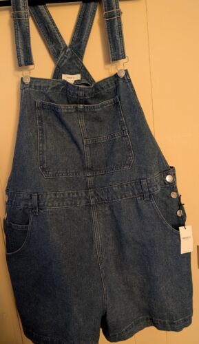 Forever 21+ Jean Bib Overall Shorts Women's SZ 2XL Denim Bibs NWT Comfy Casual