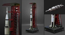 Nasa Saturn V Rocket and Launch Pad Apollo 3D model file STL OBJ for 3D Printing