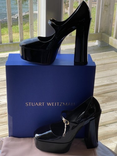 Zapatos de salón con plataforma Mary Jane de charol negro STUART WEITZMAN Sky High 145 39,5C - Imagen 3 de 24
