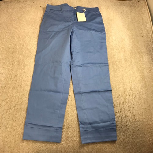 New GANT Pants Womens 4 Satin Blue Chino Pants Preppy 30x26 Cropped Dress