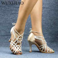 Shining Latin Dance Shoes Women Salas Ballroom High Heel 9cm Waltz Footwear