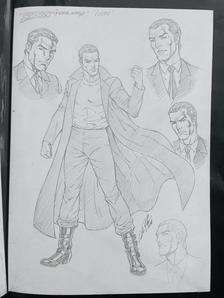 Al Rio Original Art Model Sheet Barrons (2) for Fever Moon by Karen Marie Moning Comic Art