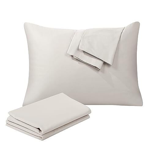 100% Egyptian Cotton Pillow Protectors Set of 2, 400 Standard 2Pack Light Beige - Picture 1 of 7