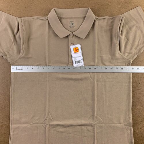 A+ Adult Unisex Size Large Khaki Pique Knit Short Sleeve Polo Shirt 8760 NWT - Picture 5 of 8