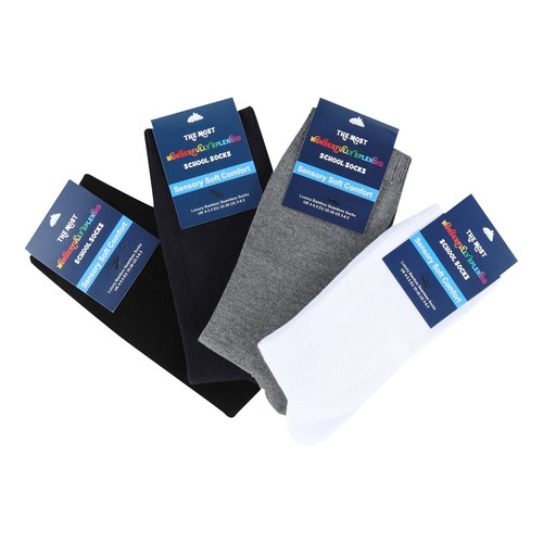 Seamless Comfort Sensory Soft Luxury Kids School Socks Navy Black White Grey - 第 1/1 張圖片