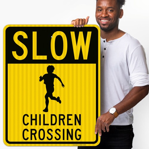 Slow Children Crossing Sign, Traffic Sign, - Picture 46 of 70