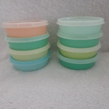 Vintage Tupperware Pastel Little Wonder Snack Bowls #1286 With Lids Set of 8 EUC