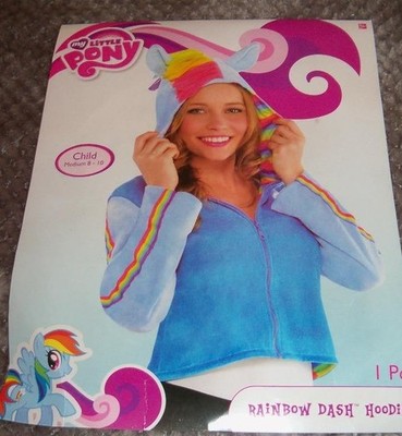 Girls My Little Pony Rainbow Dash Street Quality Velvet Hoodie Child M 8-10  NIP