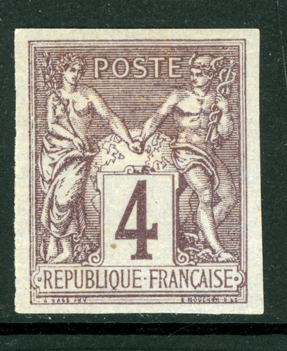 Francia 1878 Colonie Emissioni Generali 4¢ Imperf Scott #40 Mint G50 - Foto 1 di 6