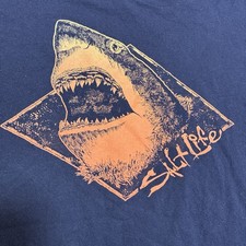 Salt Life Live Salty Shark Youth Medium Long Sleeve Blue Cotton Shirt Beach Sand