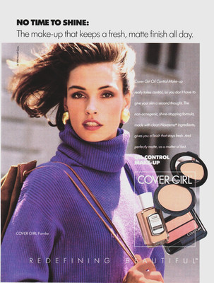 90s Print Ad Model Famke Janssen Cover Girl Oil Control Make-Up Cosmetics 526