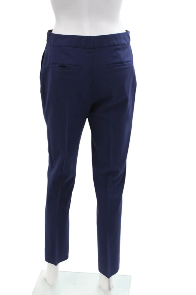 Pantalones de vestir plisados de tiro medio para mujer Diane Von Furstenberg azul marino de lana talla 4 Foto 3 de 4