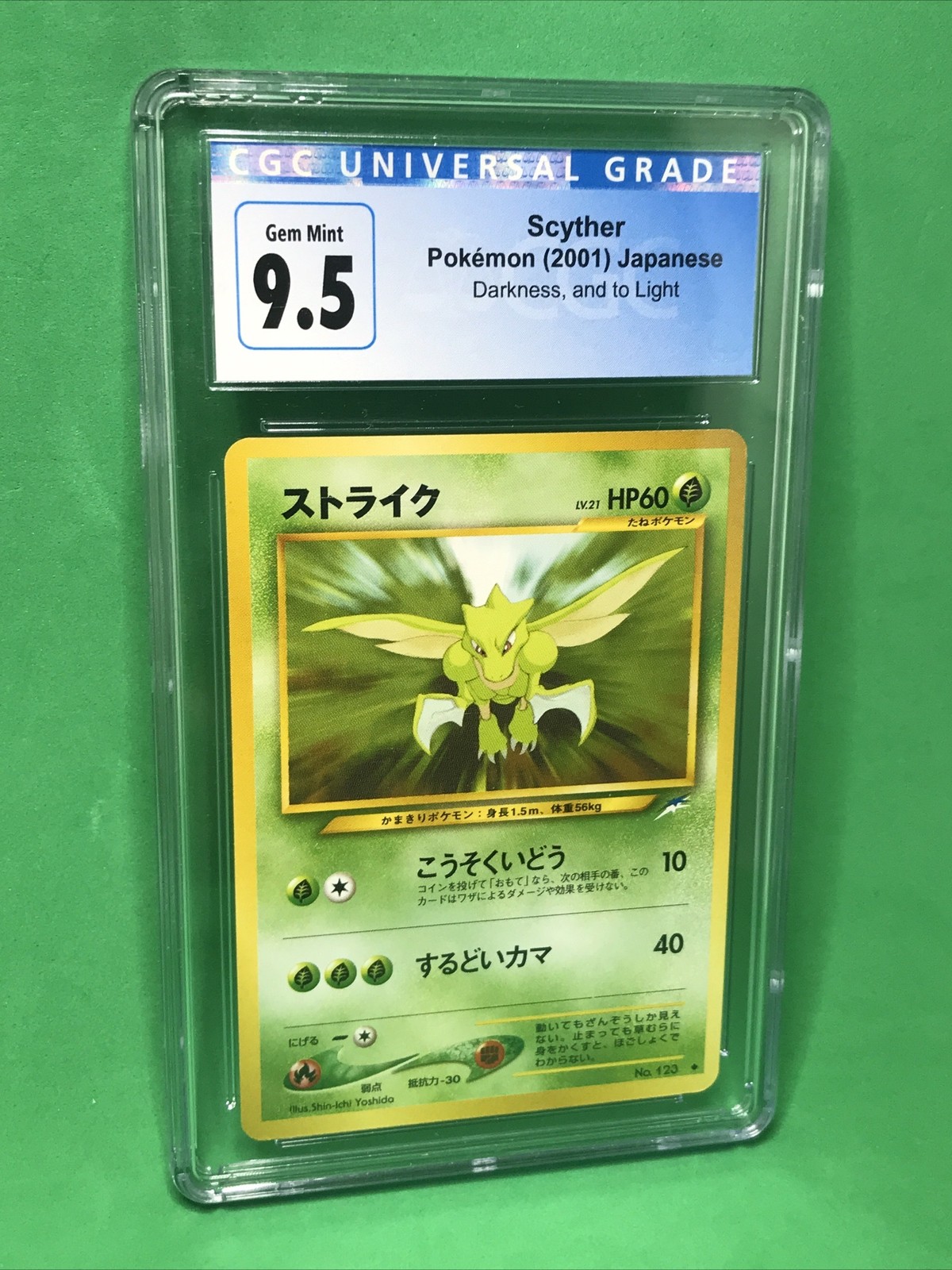 CGC Blue 9.5 (10) Scyther #123 TCG 2001 Pokémon JPN Neo 4 Darkness and to Light