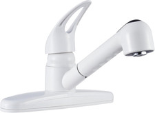 DF-PK100-WT Non-Metallic Pull-Out RV Kitchen Sink Faucet, Single Handle White 