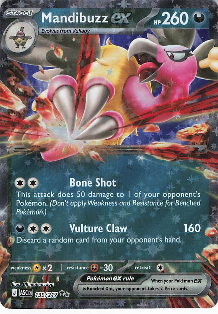 Mandibuzz ex 139/217 Double Rare ME: Ascended Heroes Pokemon Holo Near Mint
