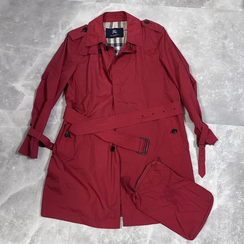 Burberry London Trench Coat Red Polyester Size L/US:M Authentic - Picture 17 of 24