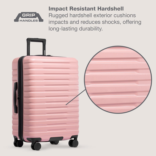 Maleta de viaje resistente equipaje con 8 ruedas, asa de aluminio, rosa grande 30 pulgadas - Imagen 4 de 12