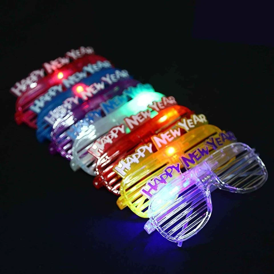 Gafas con luz LED brillantes intermitentes decoración de fiesta para feliz año nuevo Foto 2 de 4