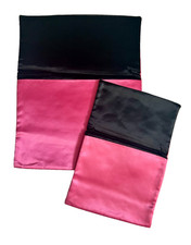 Bags two large/small vintage lingerie boudoir pink satin w/black satin lining