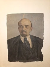 Set of 2 Original Soviet Oil Paintings – Lenin & Karl Marx – USSR Socialist Art,