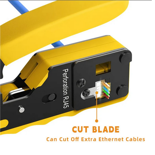 RJ45 Crimper Tool For End Pass Through Cutter Cat5/Cat6/Cat7 8P Plugs Connector - Photo 9/16