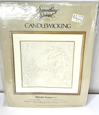 Vtg Something Special Winter Scene Candlewicking Embroidery Kit Off White #80101