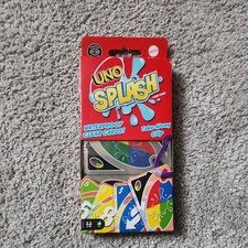 Uno Splash Card Game By Mattel - Waterproof Clear Cards With Purple Clip - Used