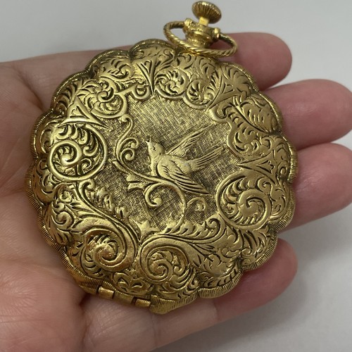 Vintage MAX FACTOR Golden LARK Pocket Watch Style Makeup Compact 1950's - Picture 2 of 8