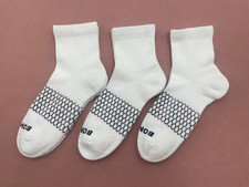 3 pairs BOMBAS Women's Quarter socks Medium 8-10.5 White