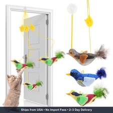 3Pcs Flying Bird Cat Toys, Interactive Chirping Bird Cats Feather Toys Hanging