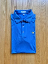 Peter Millar Summer Comfort Mens Short Sleeve Polo Large Blue Solid Camel