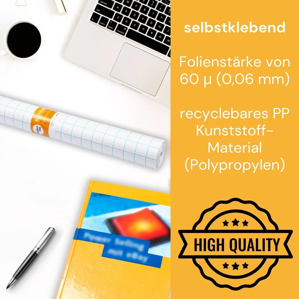 perfect line Buchschutzfolie 15m x 40cm selbstklebend glasklar Folie für Schule - Bild 4 von 4