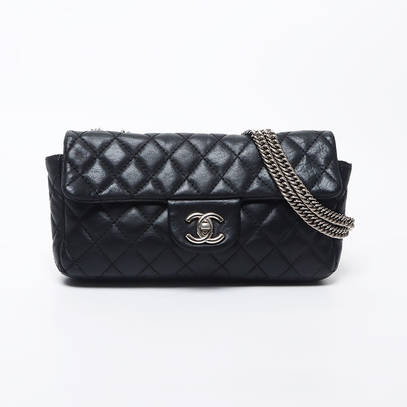 CHANEL 11th Matelasse Silver Chain Shoulder Bag in Black WS11736