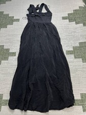 Maeve Dress Womens Xs Black Cotton Blouson Wrap Midi