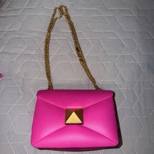 Valentino Pink Small Shoulder Bag Turn Lock, Gold Chain Strap Detachable