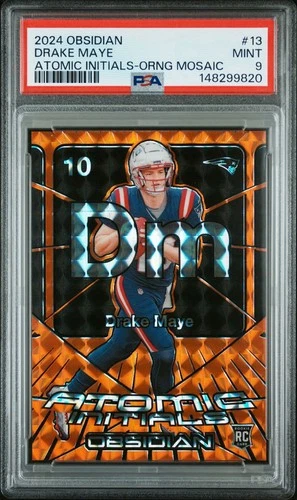 2024 Panini Obsidian - Atomic Initials Drake Maye #13 Orange Mosaic (RC) SP