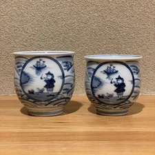 Y1217 Arita ware Nagasaki patterned teacup Shin kiln Aoka couple teacup