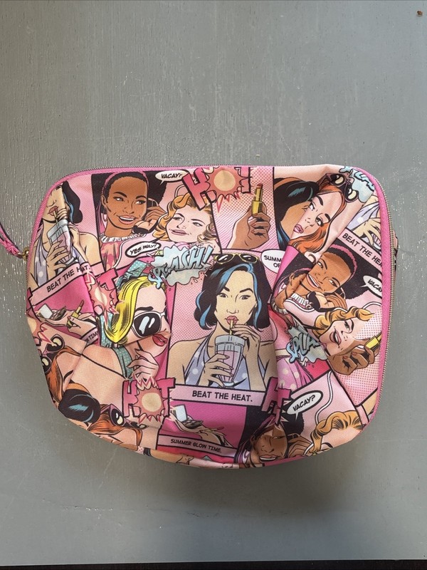 Estée Lauder Pink Comic Print Makeup Cosmetic Bath Bag