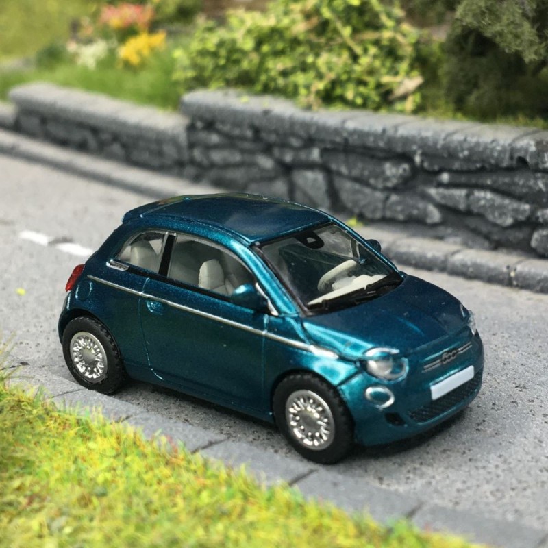 Voiture miniature Fiat 500e HO 1/87 Vert océan métallisé PCX870563