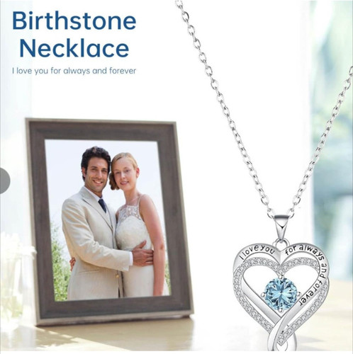 VEXA Infinity Heart Necklace – S925 Sterling Silver Birthstone Jewelry. - Picture 2 of 8