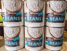 (6) GREAT NORTHERN BEANS DRY 30 YEAR STORAGE LIFE MRE CANS 30+LB TOTAL CASE BULK