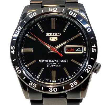[A3R] Seiko 5 Automatic JDM Minimalist Jet Black Dial Stainless Steel Watch