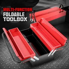 Workshop Garage Household Foldable 18" 2-Layer Steel Tool Box Organizer Storage